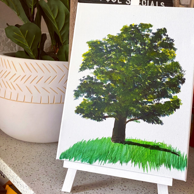 A painting of an oak tree